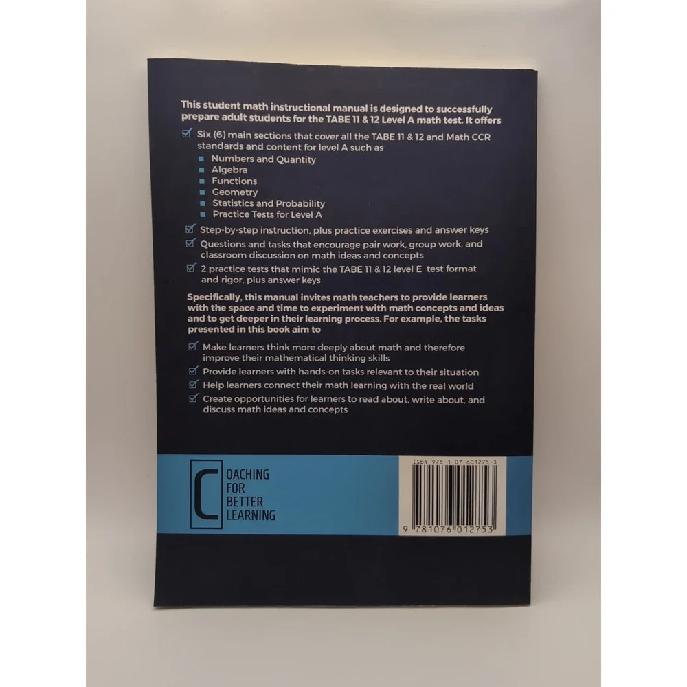 Tabe‎ 11 &12 Math Student Textbooks Ser.: TABE 11 and 12 Student Math Manual and